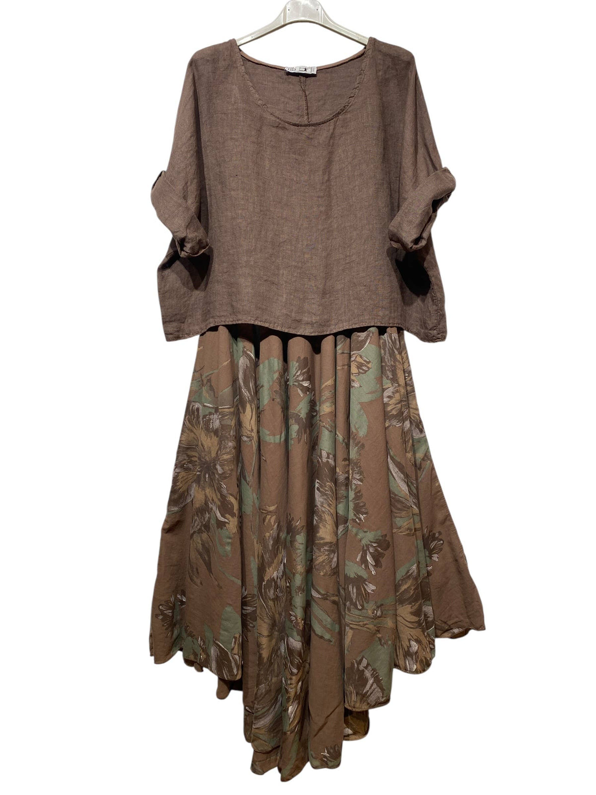 TWO-PIECE DRESS   OUTER: LINEN, LINING: COTTON