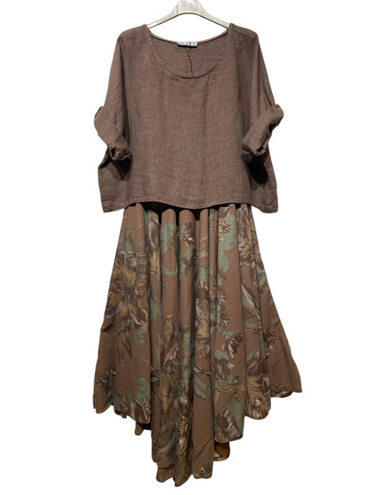 TWO-PIECE DRESS   OUTER: LINEN, LINING: COTTON