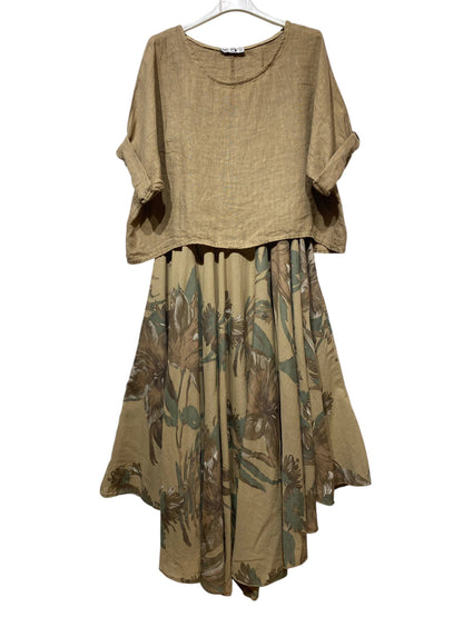 TWO-PIECE DRESS   OUTER: LINEN, LINING: COTTON