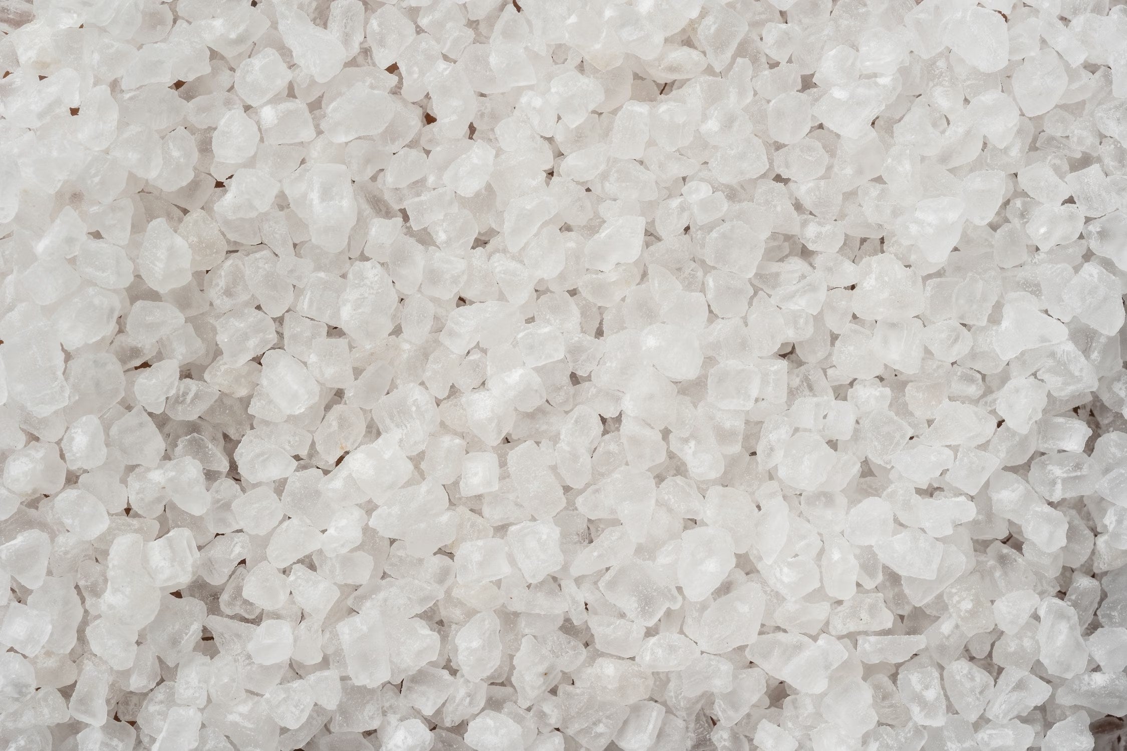 Close view of white sea salt crystals